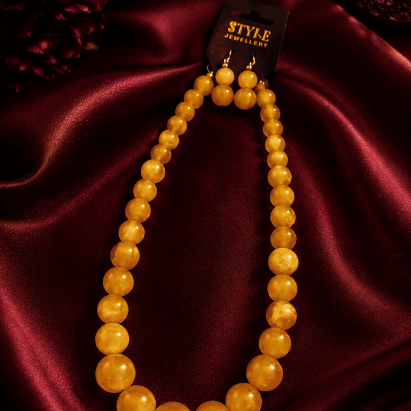 Golden Beaded Long Necklace